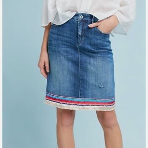 Pilcro Jean Skirt with Embellished Hem